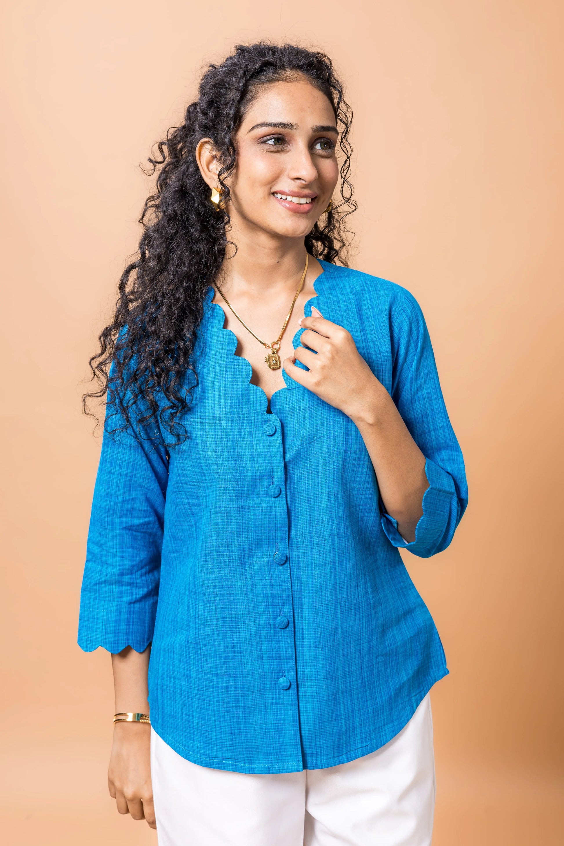 Pure Cotton Power blue bubble top