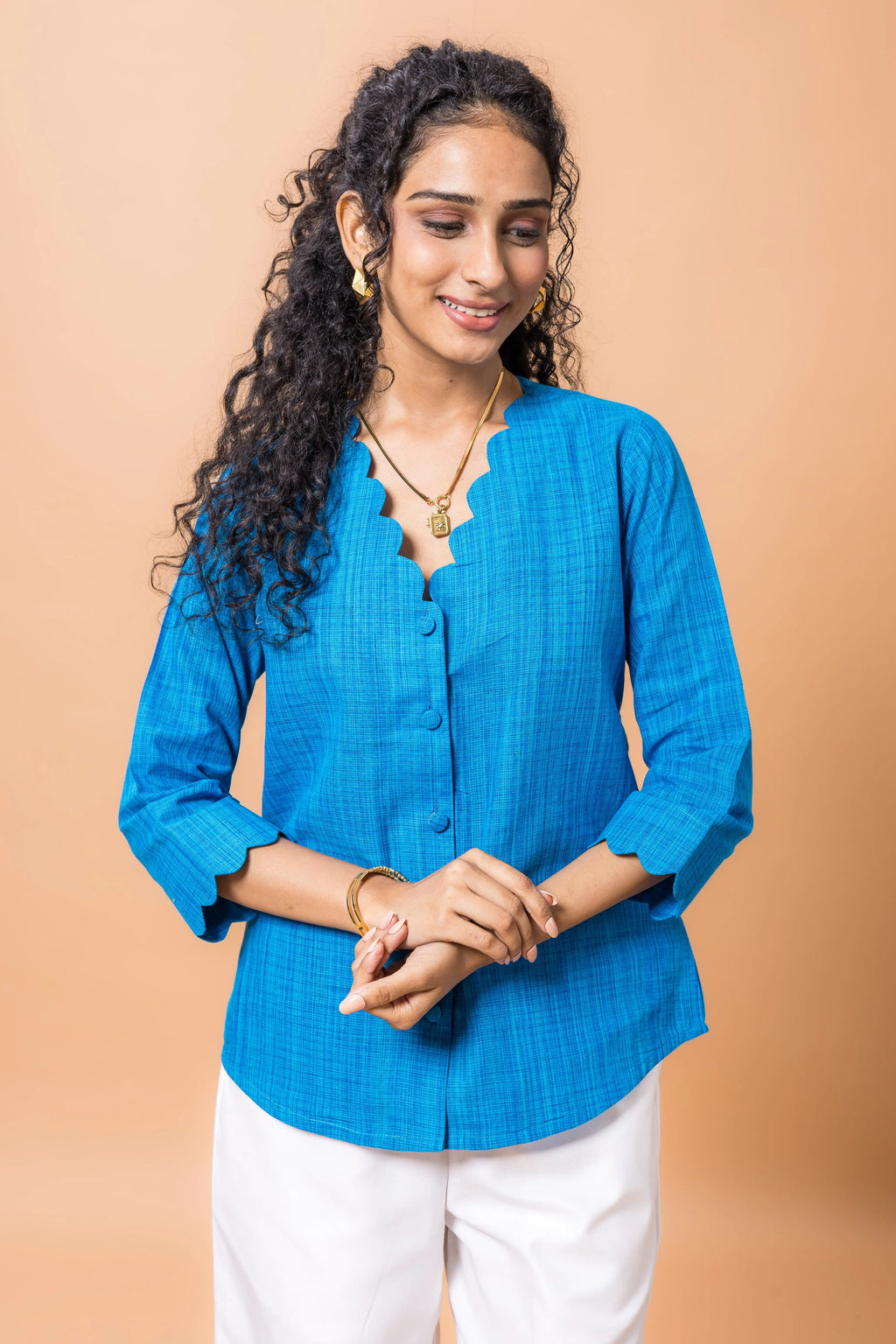 Pure Cotton Power blue bubble top
