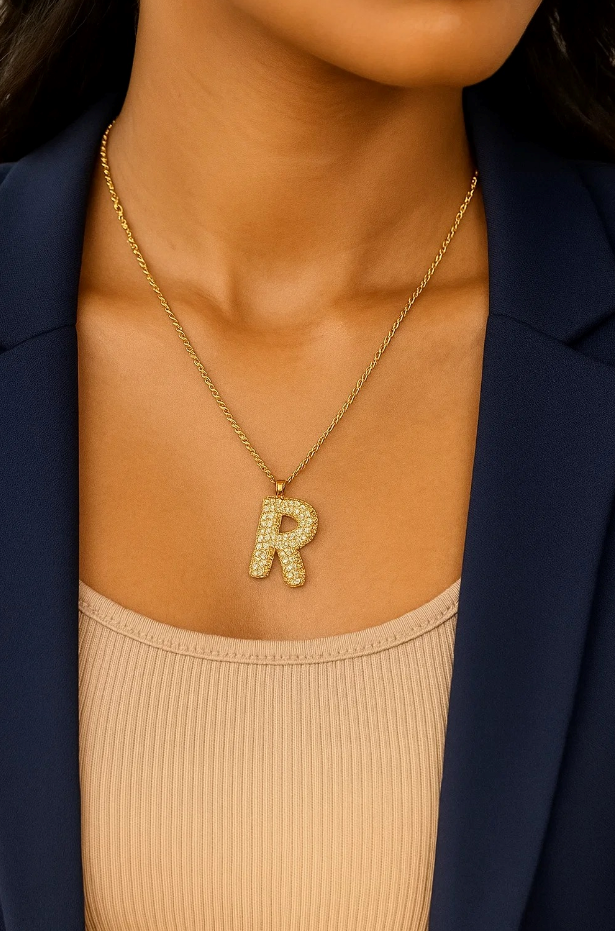 Radiant R Pendant Necklace